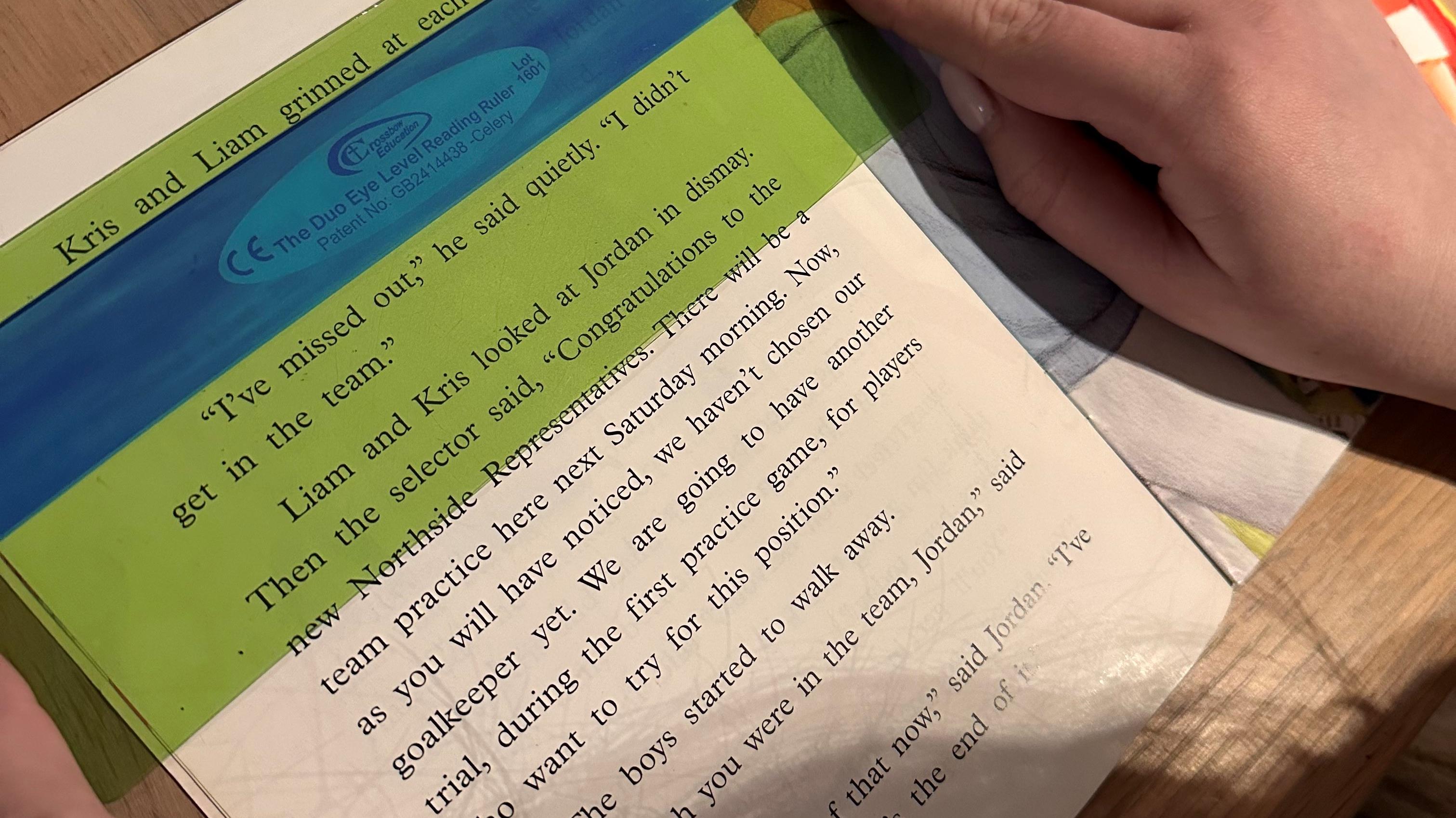 Image showing reading rule being used on a book